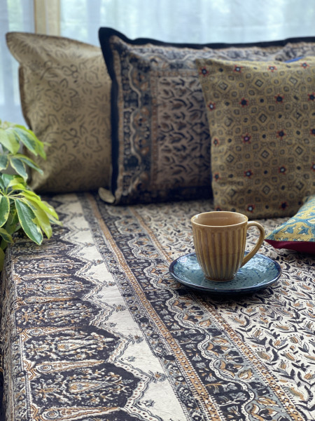 'KALAMKARI' MULTI COLOUR COTTON HAND BLOCK DOUBLE BEDSHEET