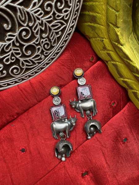 BRASS & FABRIC HANDCRAFTED EARRINGS
