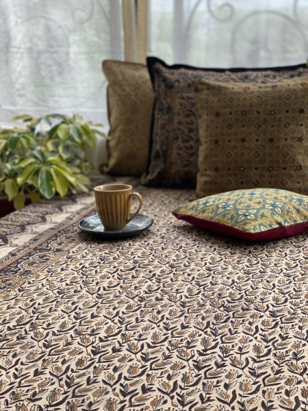 'KALAMKARI' MULTI COLOUR COTTON HAND BLOCK DOUBLE BEDSHEET