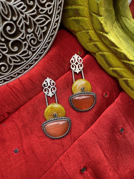 BRASS & FABRIC HANDCRAFTED EARRINGS