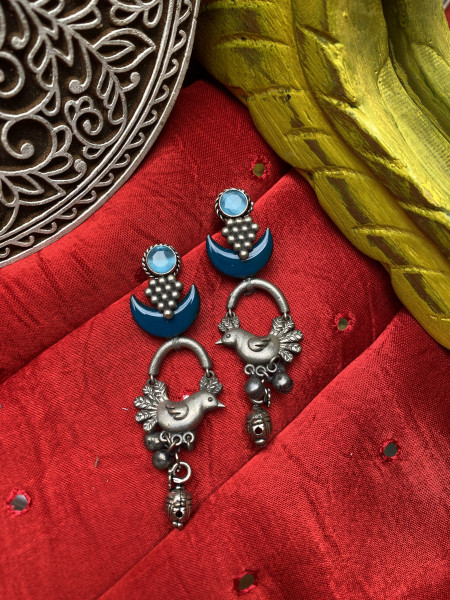 BRASS & FABRIC HANDCRAFTED EARRINGS