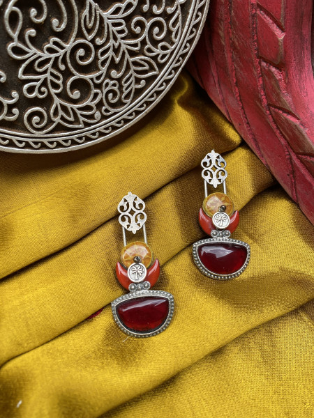 BRASS & FABRIC HANDCRAFTED EARRINGS