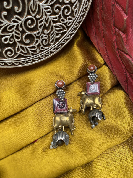 BRASS & FABRIC HANDCRAFTED EARRINGS