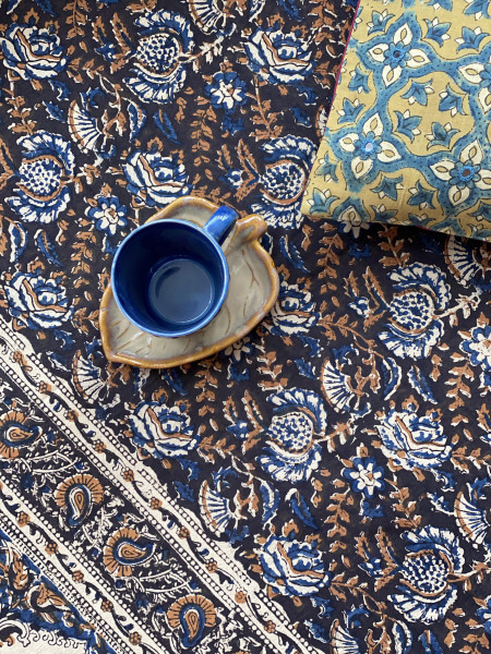 'KALAMKARI' MULTI COLOUR COTTON HAND BLOCK DOUBLE BEDSHEET