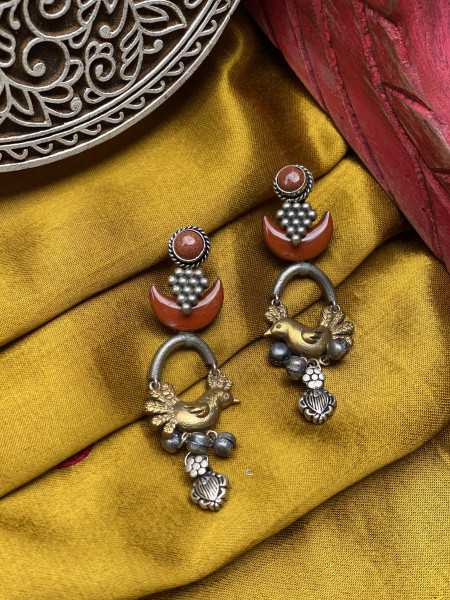 BRASS & FABRIC HANDCRAFTED EARRINGS