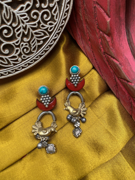 BRASS & FABRIC HANDCRAFTED EARRINGS