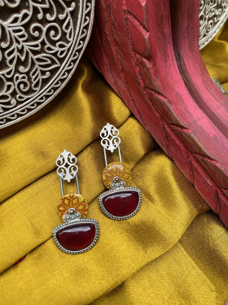 BRASS & FABRIC HANDCRAFTED EARRINGS