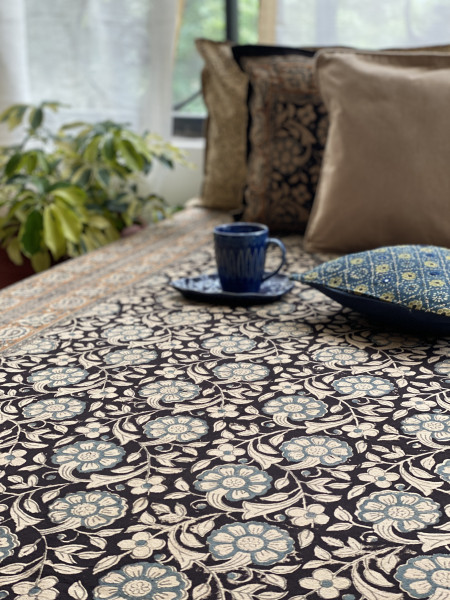 'KALAMKARI' MULTI COLOUR COTTON HAND BLOCK DOUBLE BEDSHEET