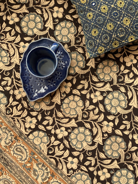 'KALAMKARI' MULTI COLOUR COTTON HAND BLOCK DOUBLE BEDSHEET