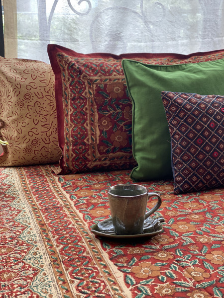 'KALAMKARI' MULTI COLOUR COTTON HAND BLOCK DOUBLE BEDSHEET
