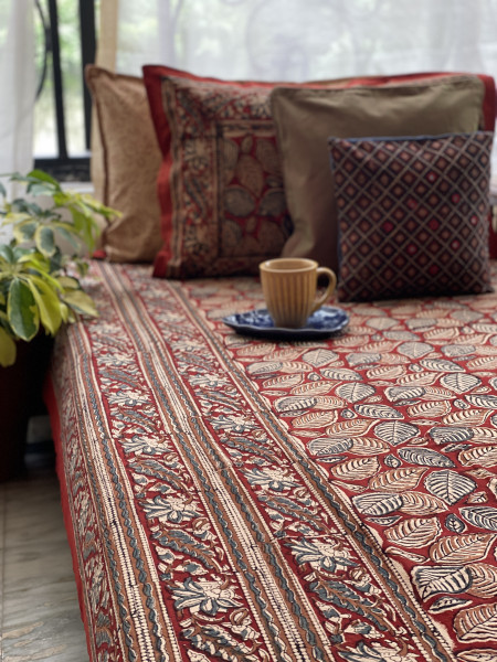 'KALAMKARI' MULTI COLOUR COTTON HAND BLOCK DOUBLE BEDSHEET