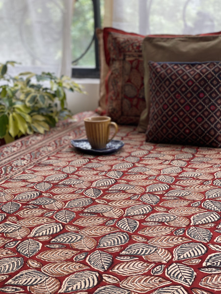 'KALAMKARI' MULTI COLOUR COTTON HAND BLOCK DOUBLE BEDSHEET