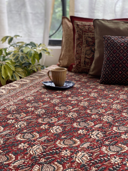 'KALAMKARI' MULTI COLOUR COTTON HAND BLOCK DOUBLE BEDSHEET