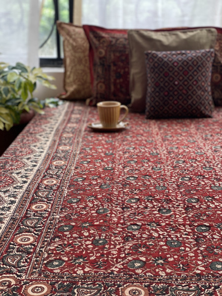 'KALAMKARI' MULTI COLOUR COTTON HAND BLOCK DOUBLE BEDSHEET