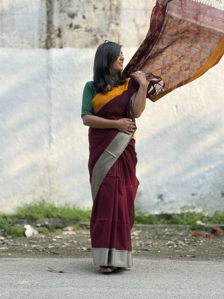 CHERRY MAHESHWARI SILK & COTTON SARI