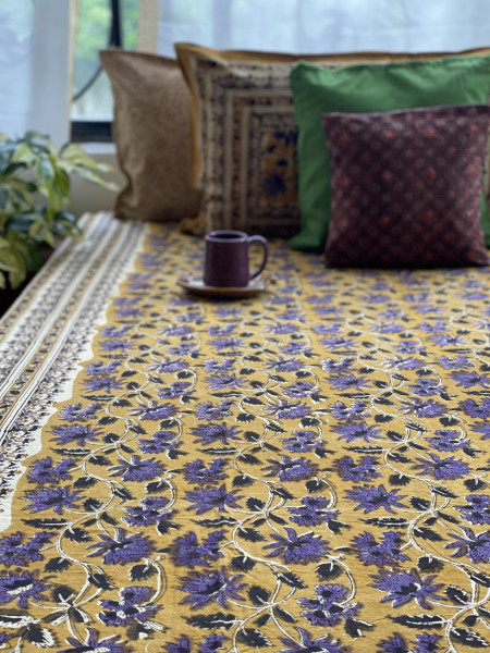 'KALAMKARI' MULTI COLOUR COTTON HAND BLOCK DOUBLE BEDSHEET