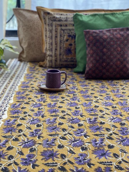 'KALAMKARI' MULTI COLOUR COTTON HAND BLOCK DOUBLE BEDSHEET