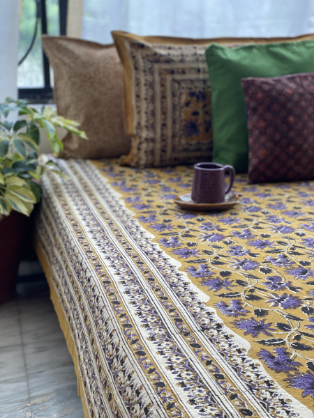 'KALAMKARI' MULTI COLOUR COTTON HAND BLOCK DOUBLE BEDSHEET