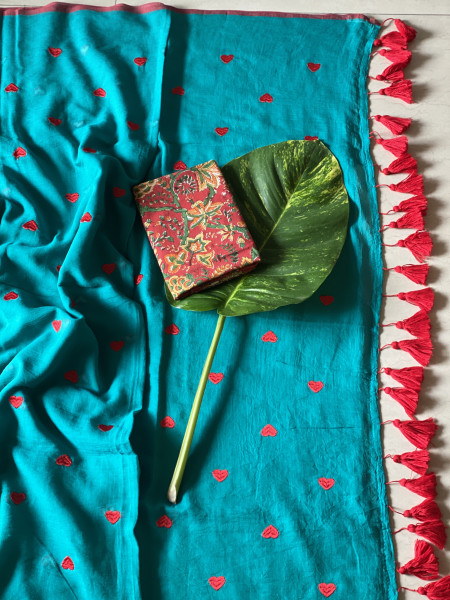 JADE COTTON MULMUL EMBROIDERED SARI