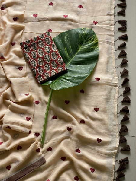 CIDER COTTON MULMUL EMBROIDERED SARI