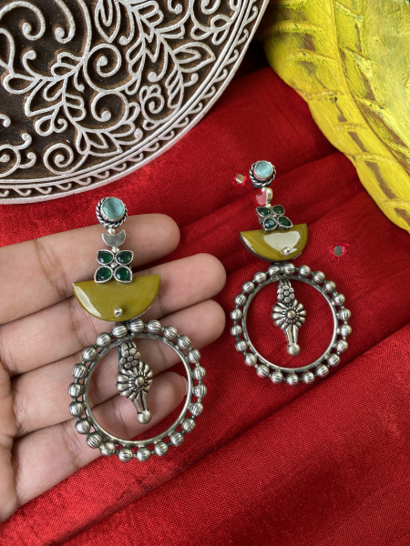 BRASS & FABRIC HANDCRAFTED EARRINGS
