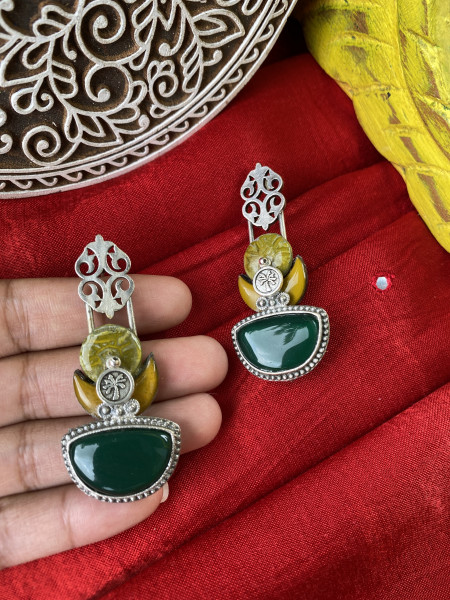 BRASS & FABRIC HANDCRAFTED EARRINGS