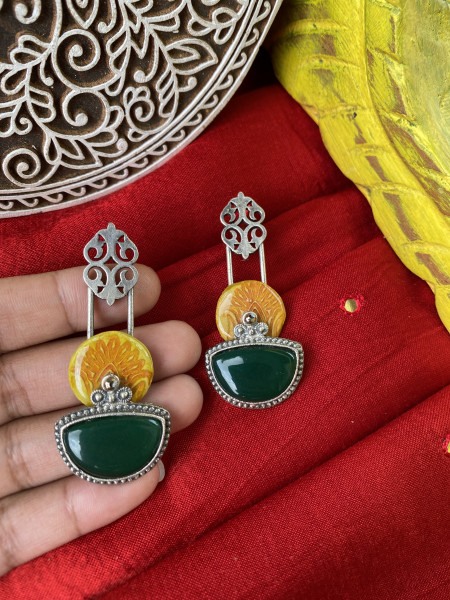 BRASS & FABRIC HANDCRAFTED EARRINGS