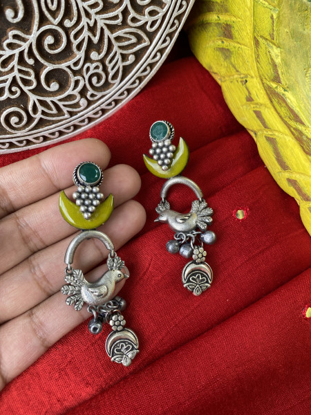 BRASS & FABRIC HANDCRAFTED EARRINGS