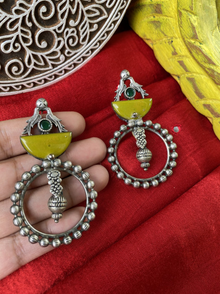 BRASS & FABRIC HANDCRAFTED EARRINGS