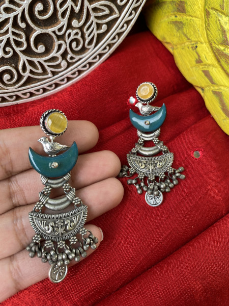 BRASS & FABRIC HANDCRAFTED EARRINGS