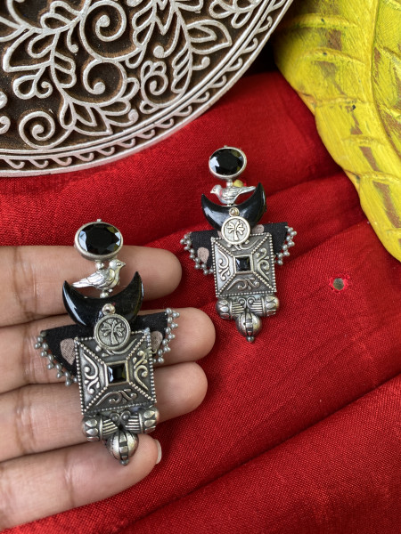 BRASS & FABRIC HANDCRAFTED EARRINGS