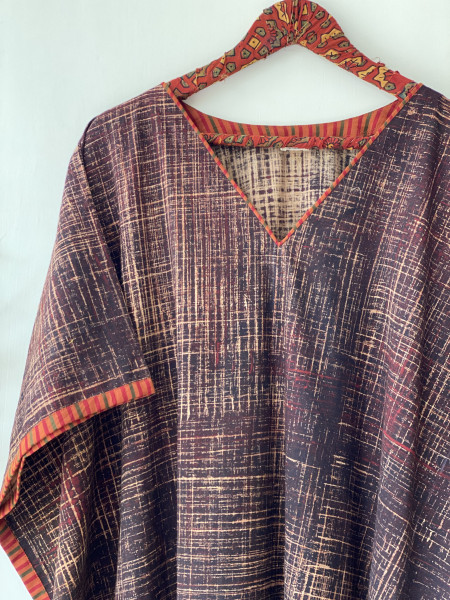 BLACK AJRAKH BLOCK PRINT COTTON KAFTAN