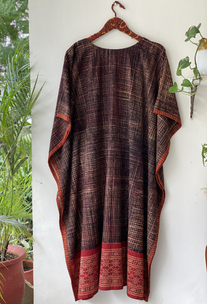 BLACK AJRAKH BLOCK PRINT COTTON KAFTAN