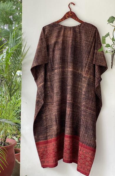 BLACK AJRAKH BLOCK PRINT COTTON KAFTAN