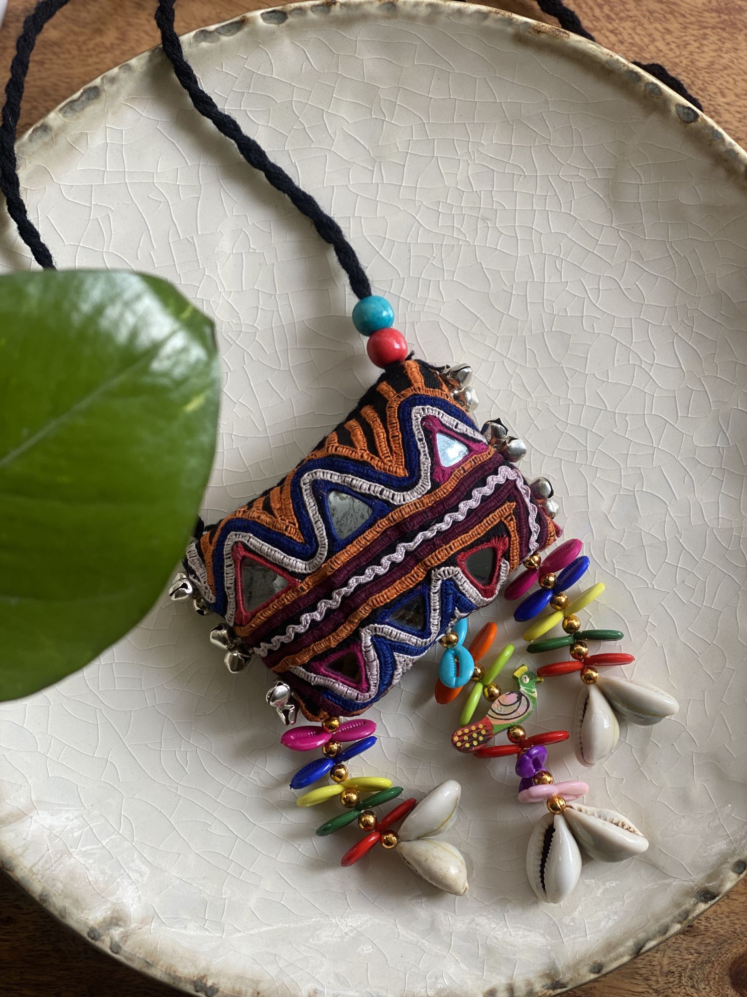 Fabric Handcrafted Embroidered long necklace - Main Image