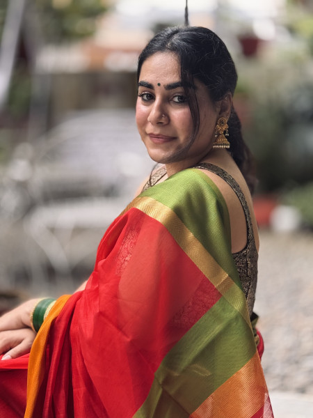RED MAHESHWARI SILK & COTTON SARI