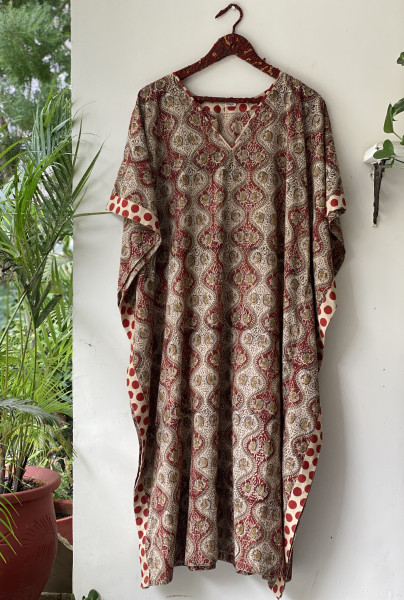 MULTI COLOURED HAND BLOCK PRINT COTTON KAFTAN