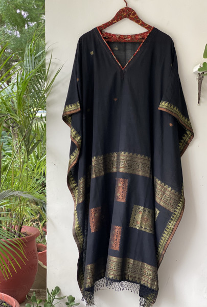 BLACK SOLID SOUTH COTTON KAFTAN
