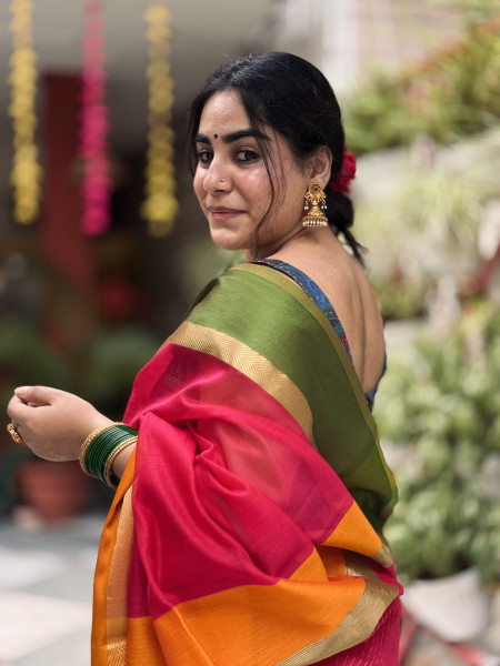 PINK MAHESHWARI SILK & COTTON SARI