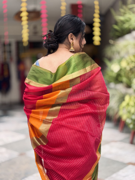 PINK MAHESHWARI SILK & COTTON SARI