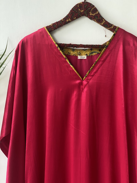 ROSE MASHRU SILK KAFTAN