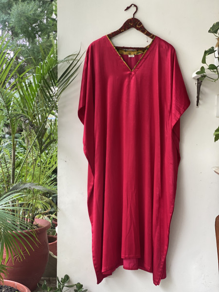 ROSE MASHRU SILK KAFTAN