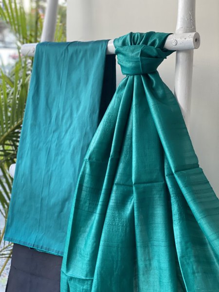 TEAL-BLACK KOSA SILK EMBROIDERED dupatta Set
