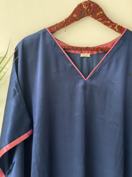 INDIGO MASHRU SILK KAFTAN
