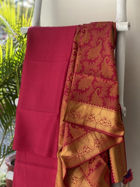 ROSE RED KANJEEVARAM PURE SILK dupatta Set