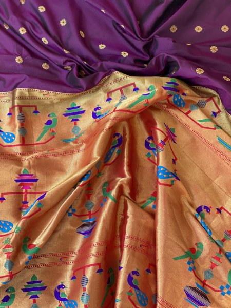 OLIVE-PURPLE PAITHANI PURE SILK dupatta Set