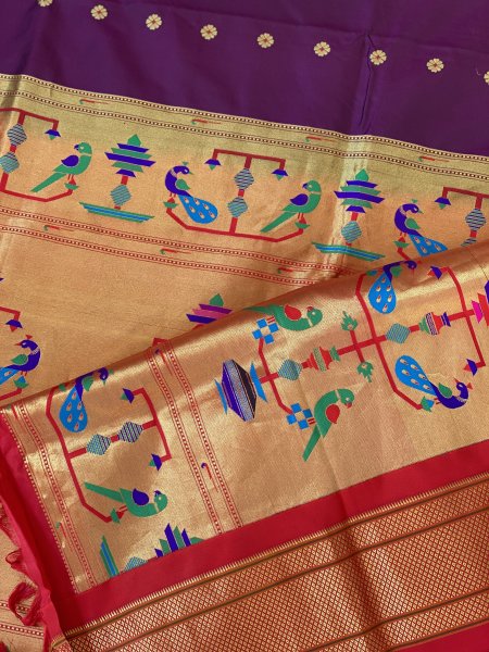 OLIVE-PURPLE PAITHANI PURE SILK dupatta Set