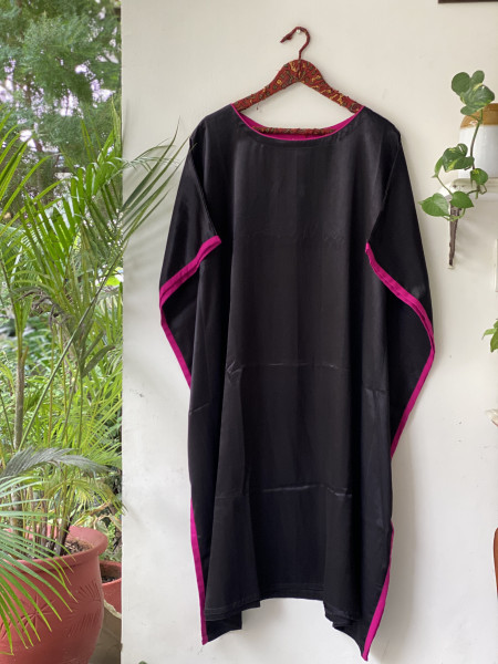BLACK MASHRU SILK KAFTAN