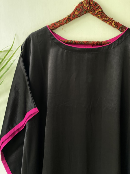 BLACK MASHRU SILK KAFTAN