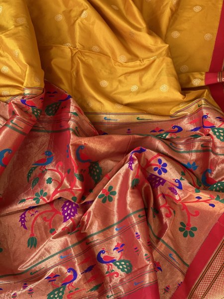 RED-MUSTARD PAITHANI PURE SILK dupatta Set